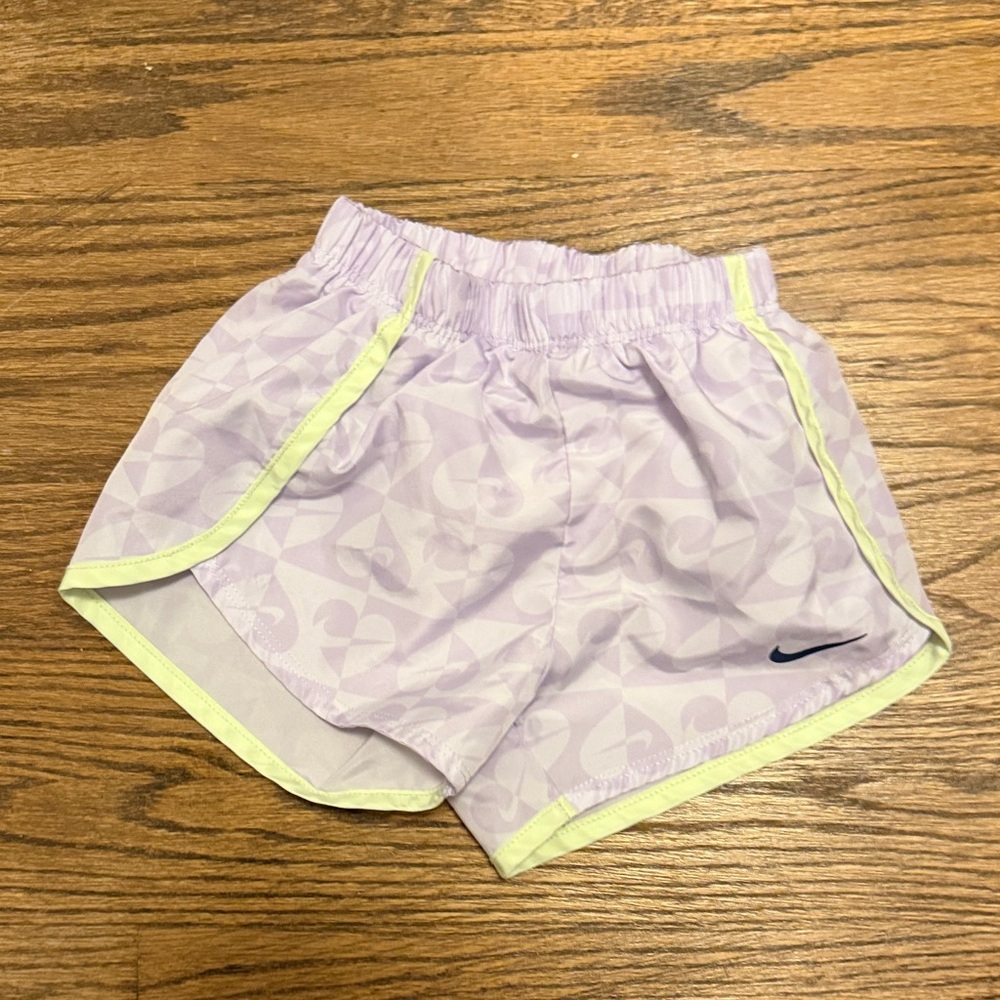 3T Girls - Nike Light Purple Running Shorts with Neon Yellow Trim